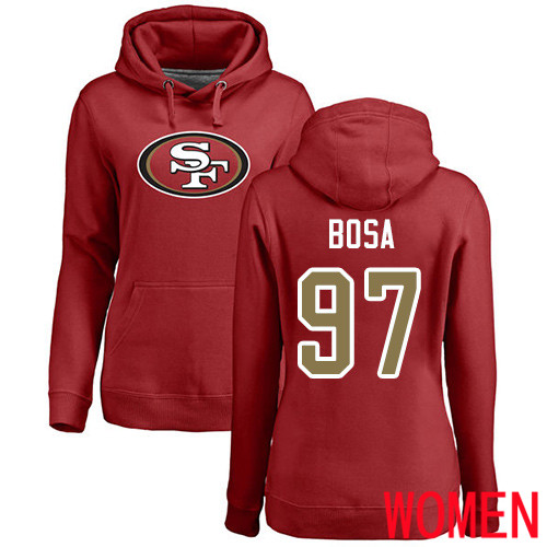 San Francisco 49ers Red Women Nick Bosa Name and Number Logo #97 Pullover NFL Hoodie Sweatshirts